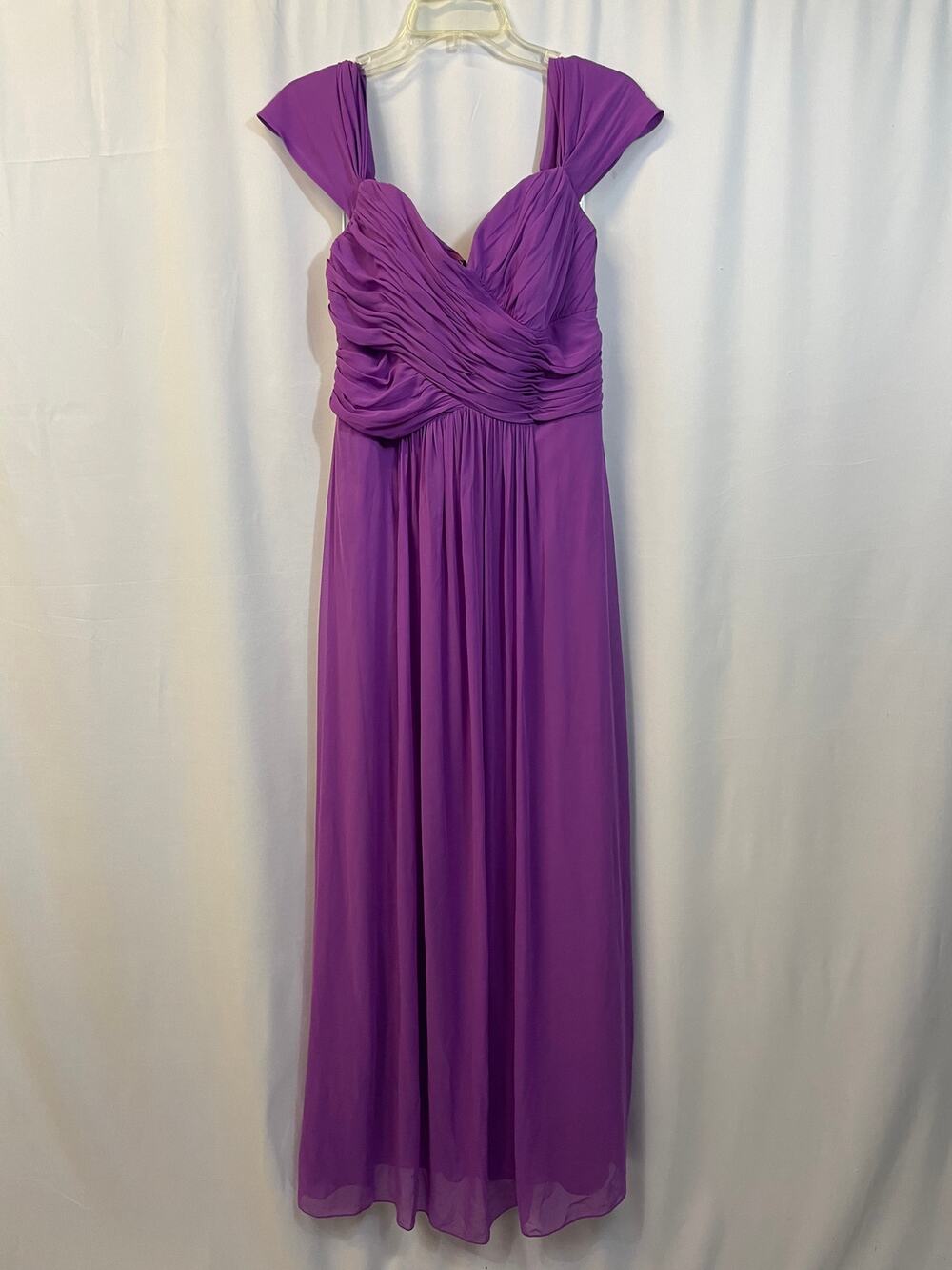 Dessy Collection 2844 Color Orchid-e313 Full Length Ruched Bridesmaid Size 10